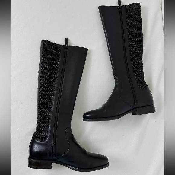 Cole Haan Elverton Tall Riding Boots Leather Black Quilted Women's 8.5 - Picture 3 of 5